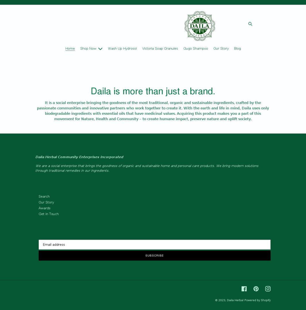 dailaherbals.com shopify website screenshot