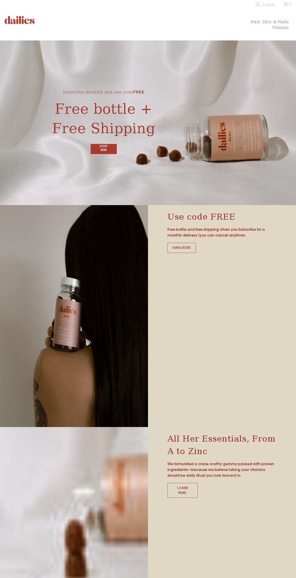 dailiesforher.com shopify website screenshot