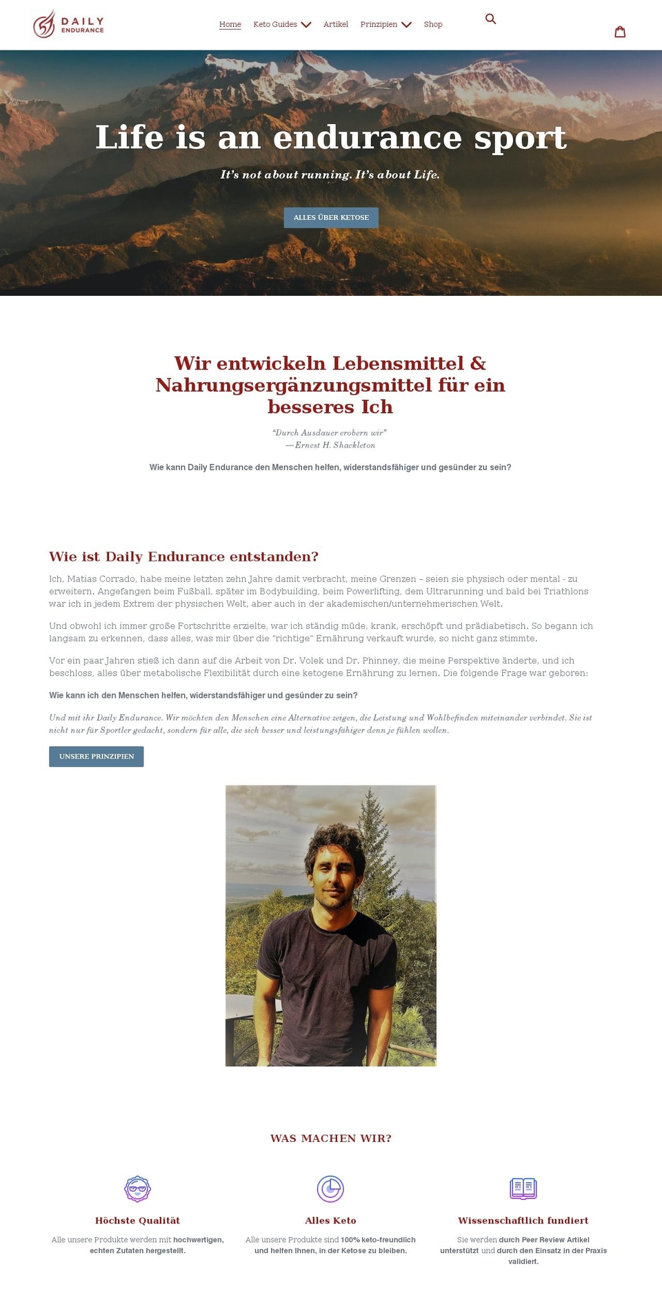 daily-endurance.com shopify website screenshot