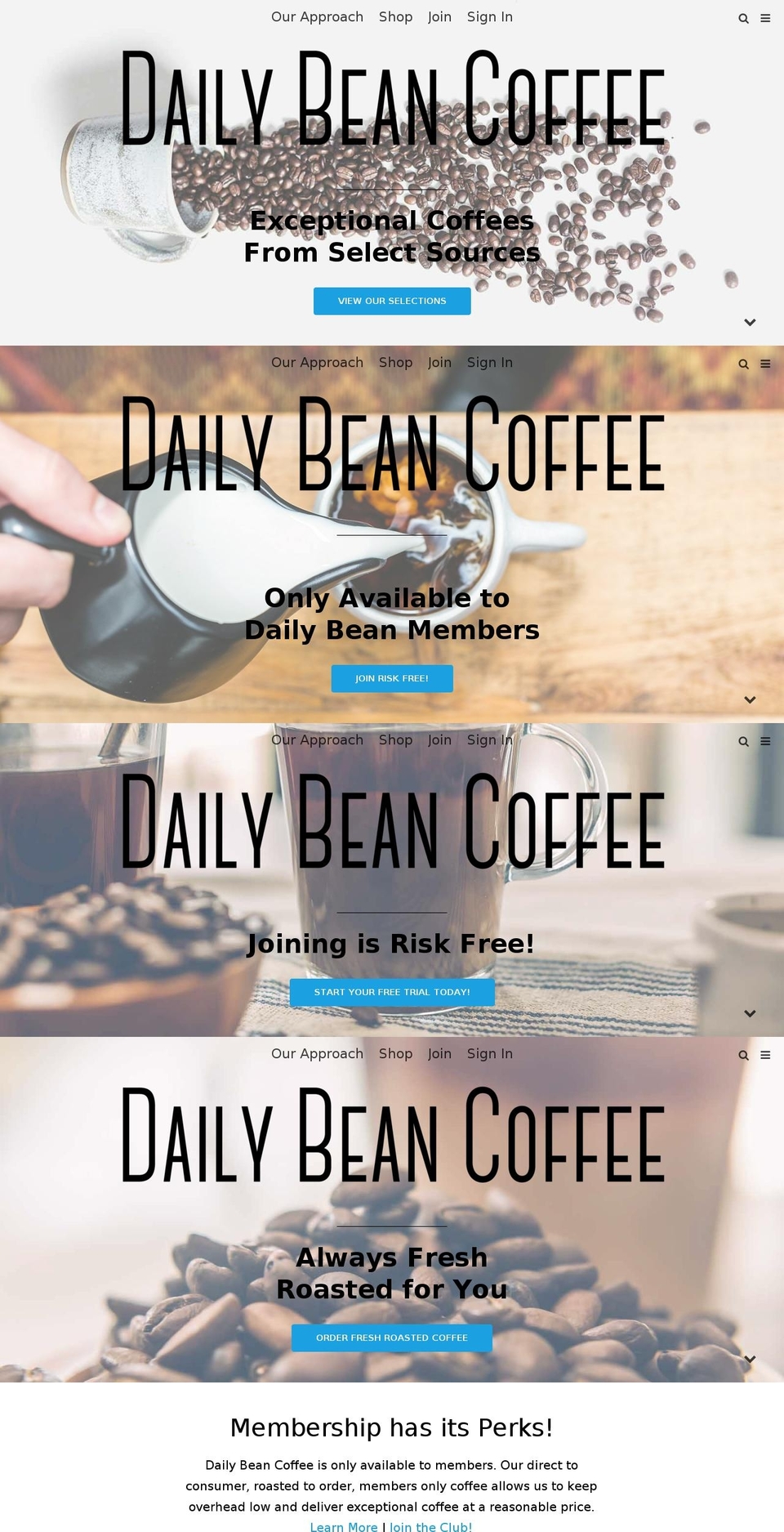dailybeancoffee.com — Shopify storefront screenshot