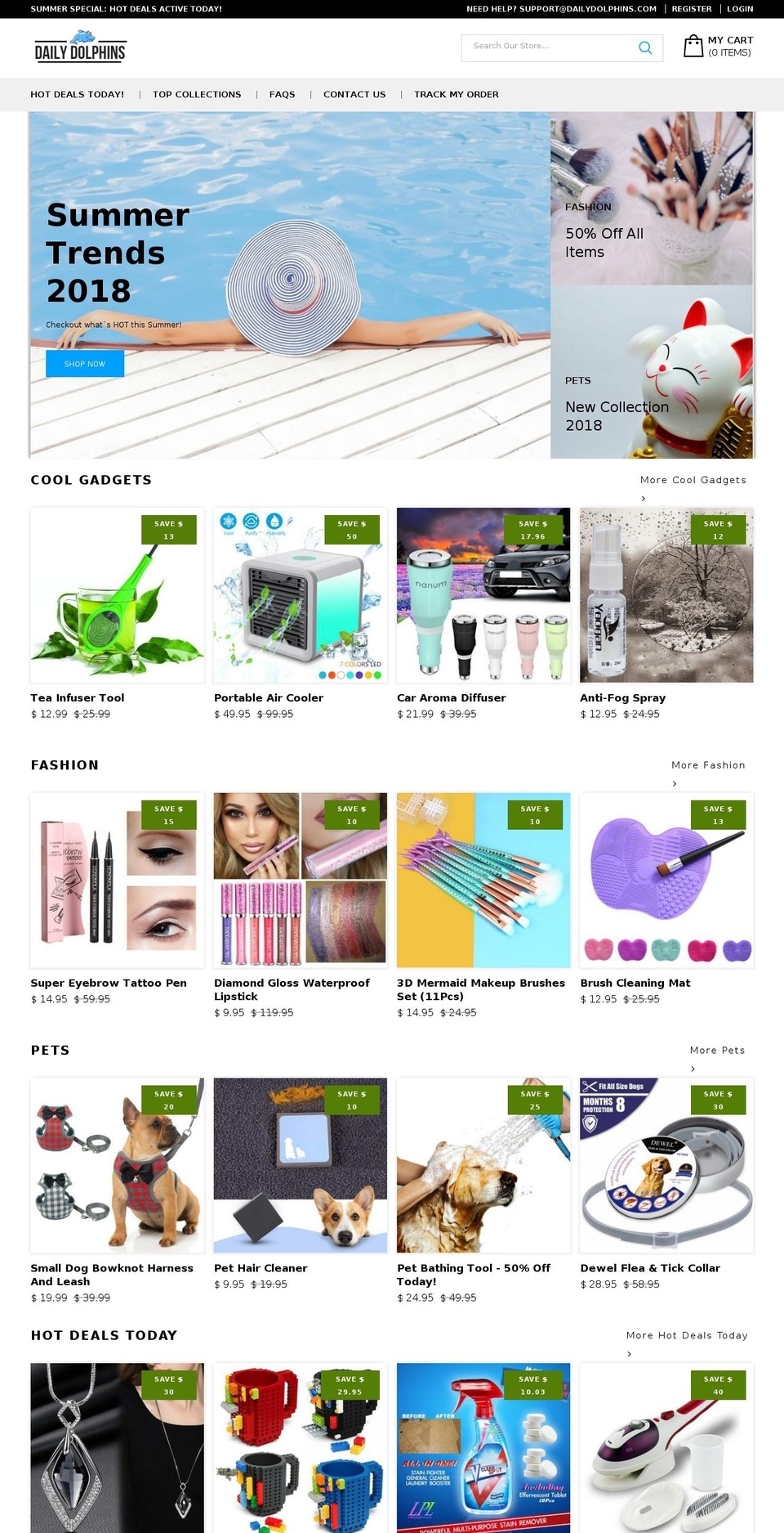 Drop Shopify theme site example dailydolphins.com