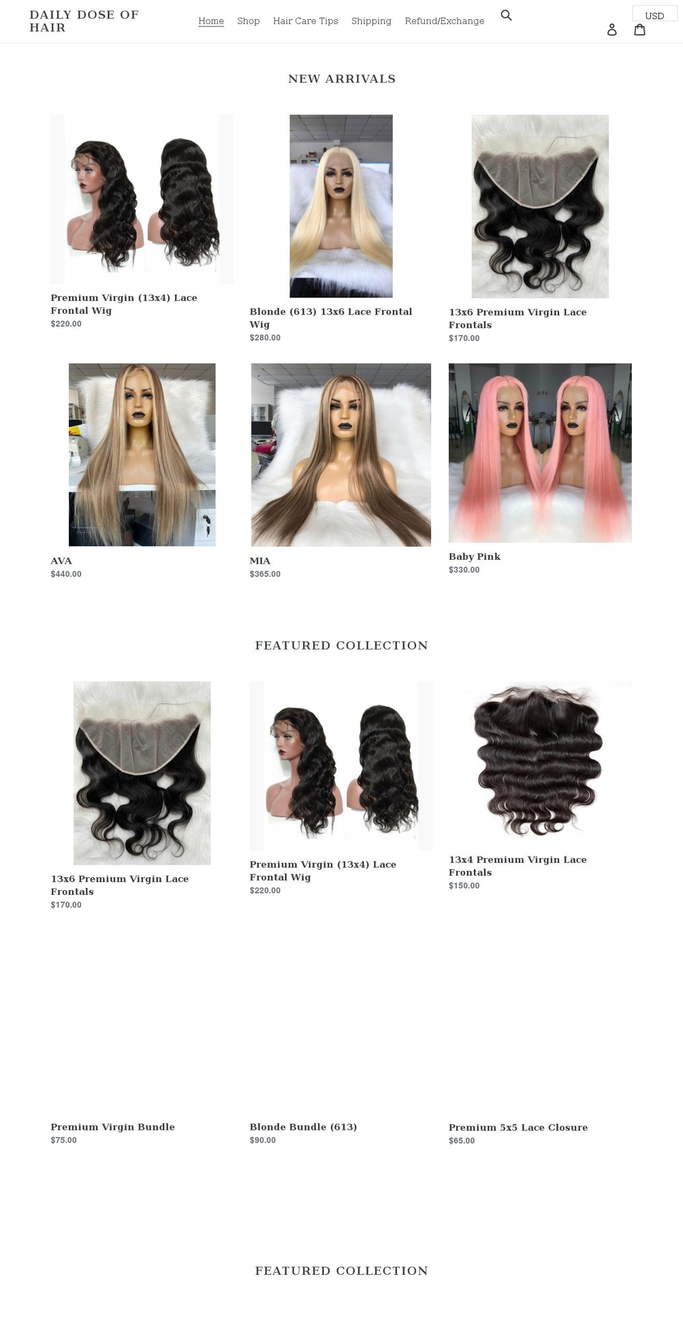 dailydoseofhair.com shopify website screenshot
