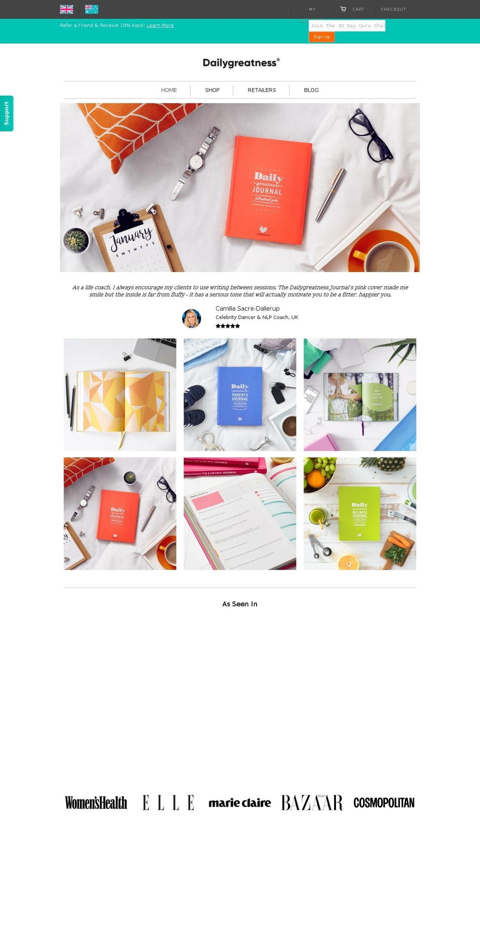 Production Shopify theme site example dailygreatness.co
