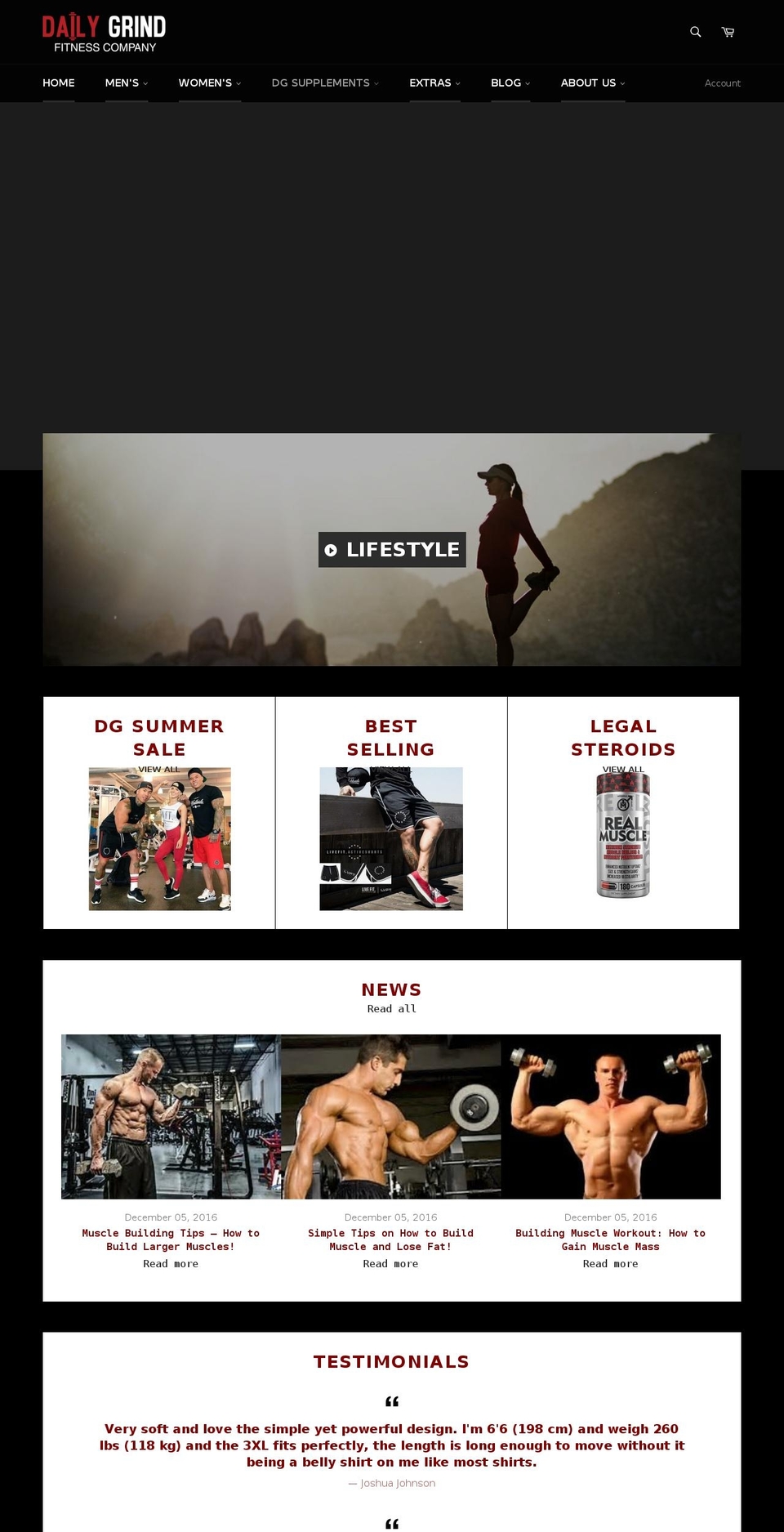 dailygrindfitnesscompany.com — Shopify storefront screenshot