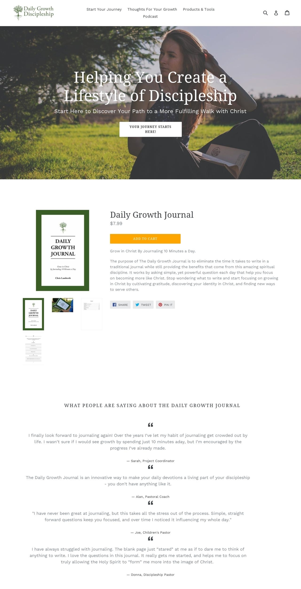 dailygrowthdiscipleship.com shopify website screenshot