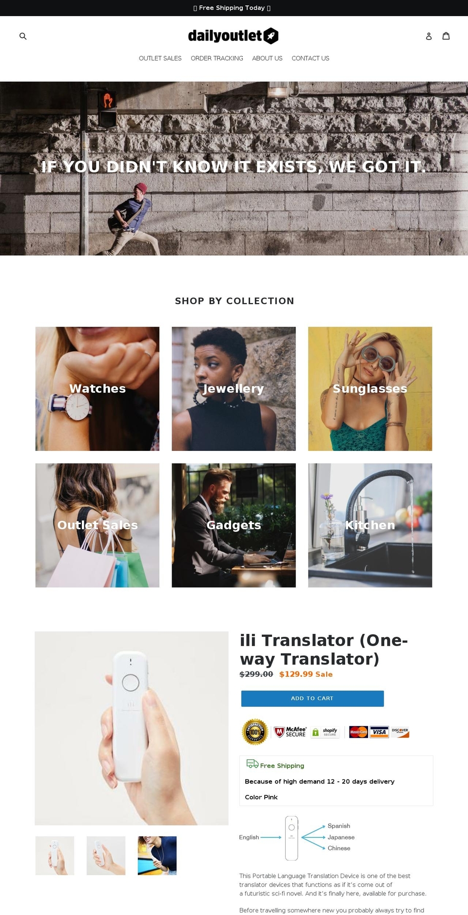 dailyoutlet.net shopify website screenshot
