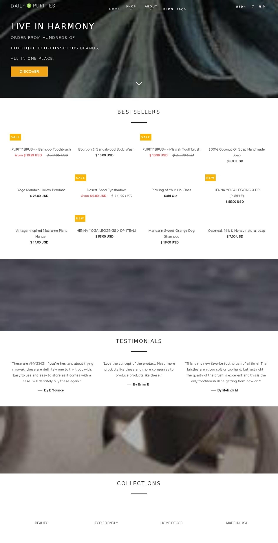 dailypurities.com — Shopify storefront screenshot