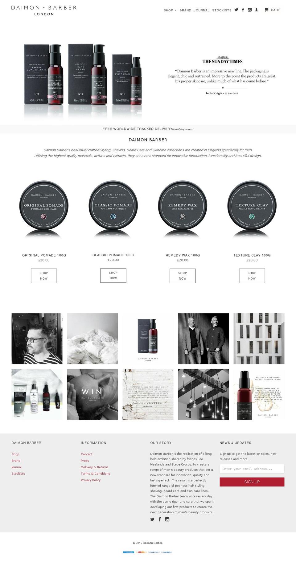 Daimon Barber - 3 February 2016 Shopify theme site example daimon-barber.com