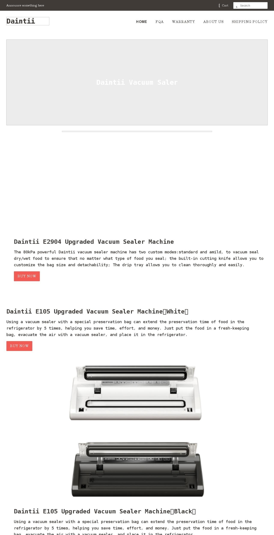 daintii.com shopify website screenshot