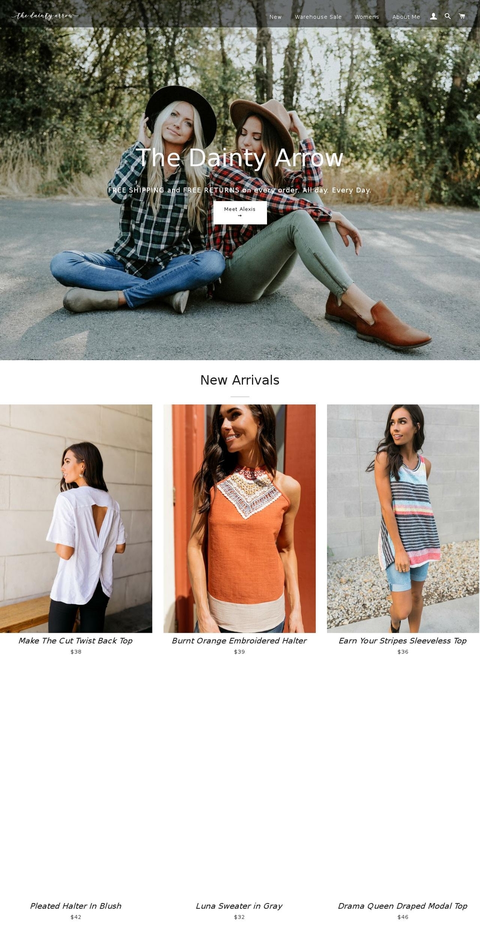 daintyarrow.com — Shopify storefront screenshot