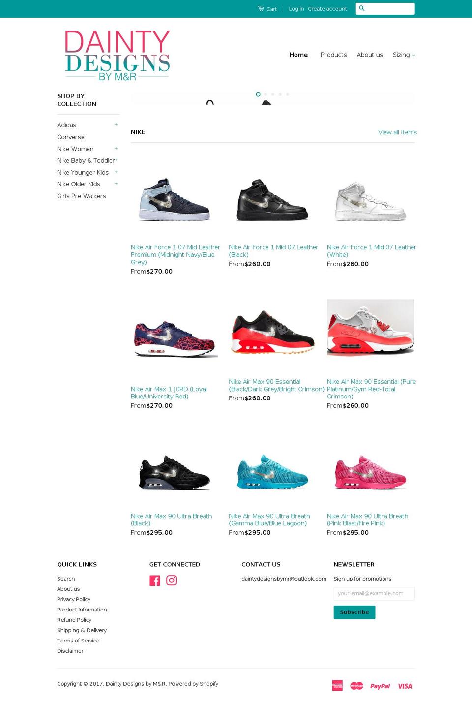 daintydesigns.com.au shopify website screenshot