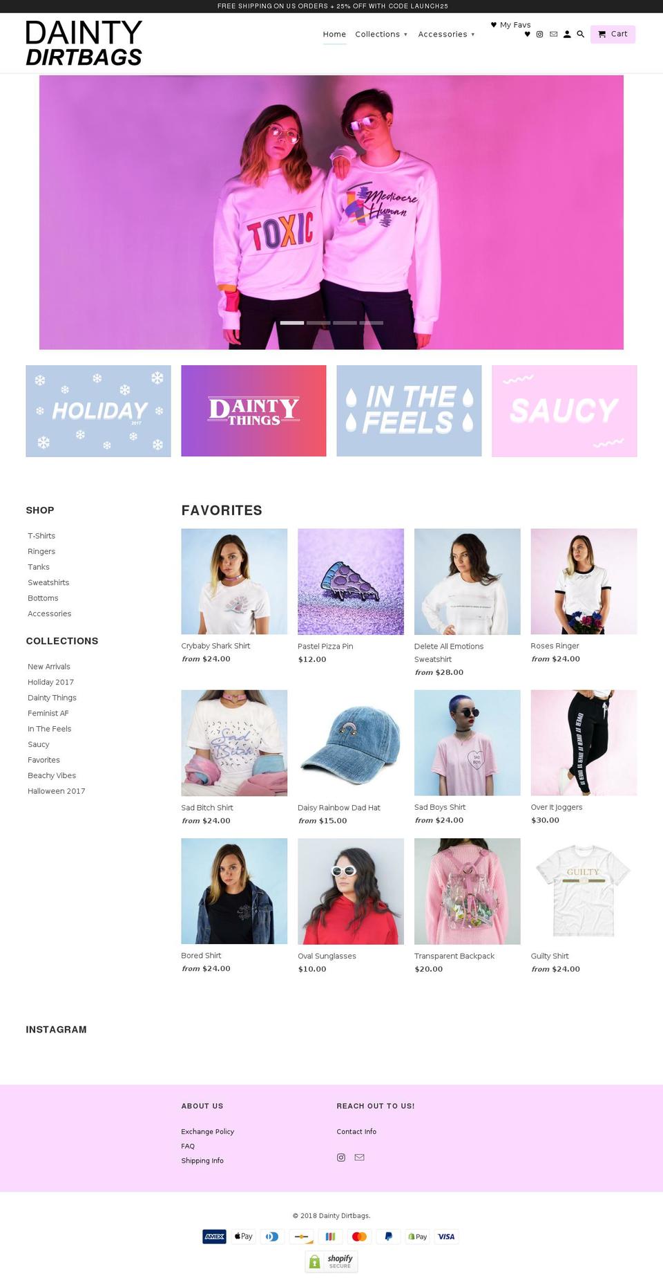 daintydirtbags.com — Shopify storefront screenshot