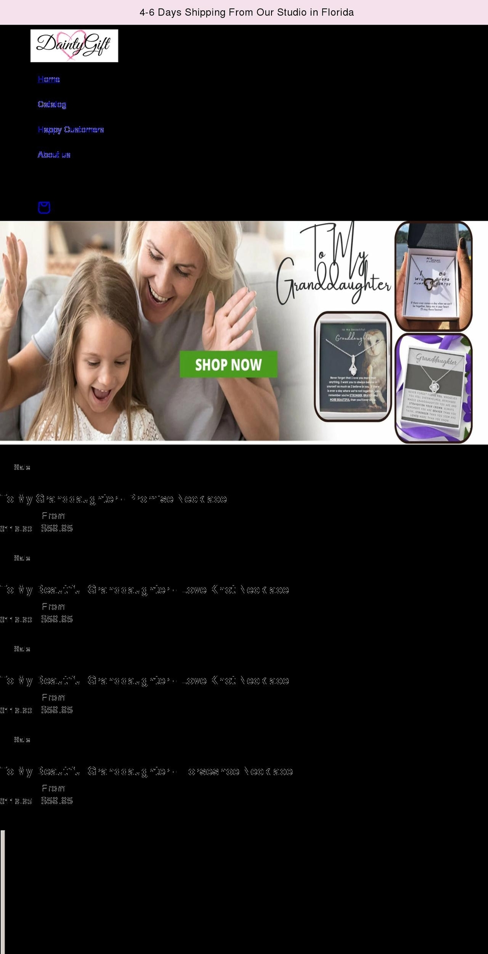 daintygift.com shopify website screenshot