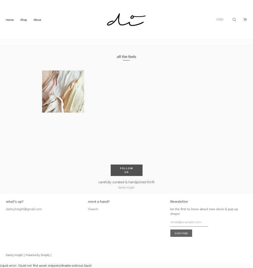 daintyinsight.com — Shopify storefront screenshot