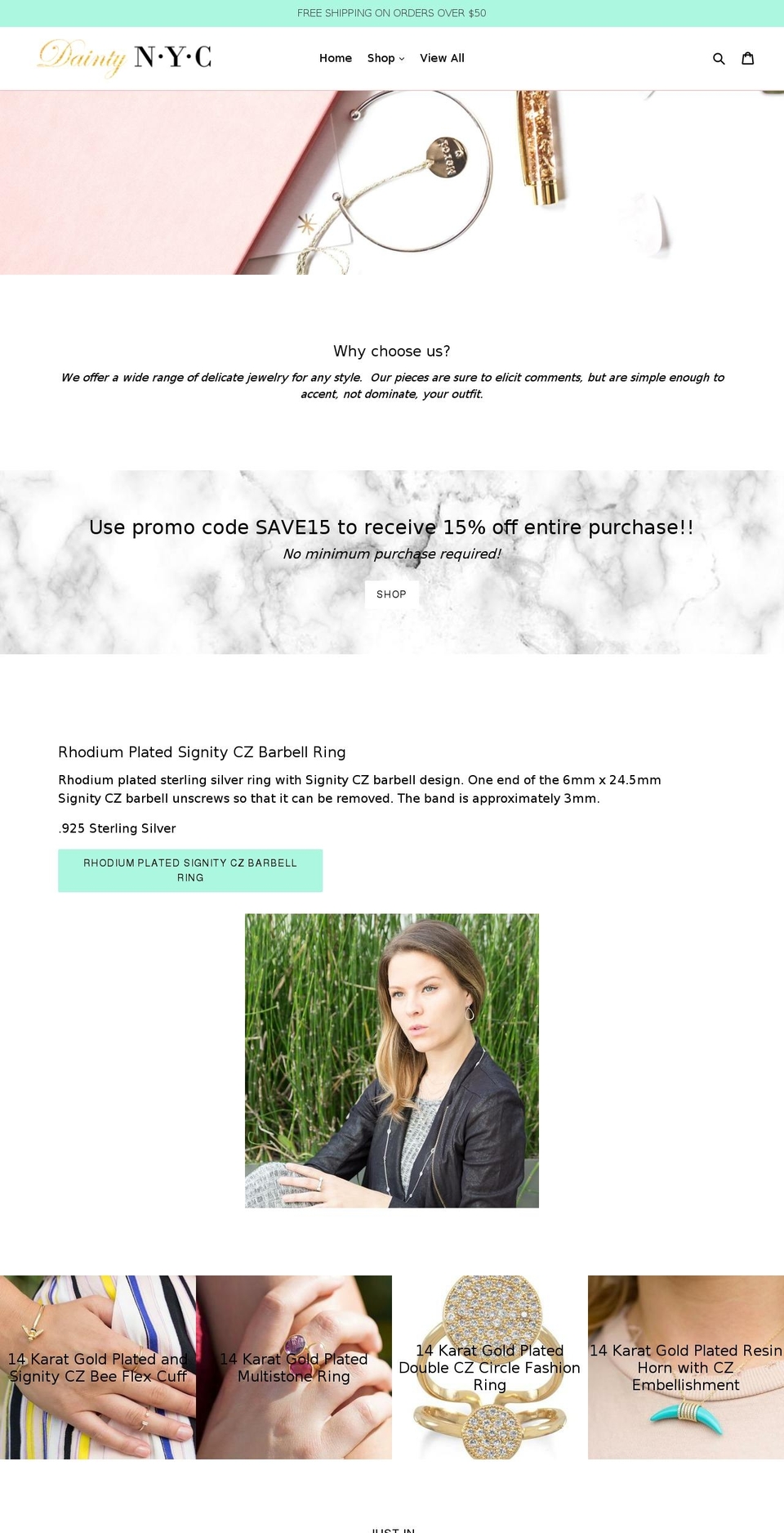 daintyjewelrynyc.com — Shopify storefront screenshot