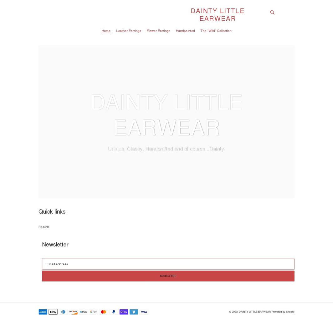daintylittleearwear.com shopify website screenshot