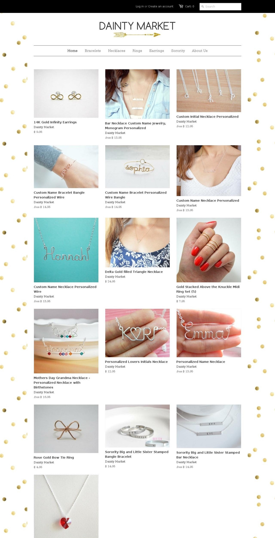 daintymarket.com shopify website screenshot