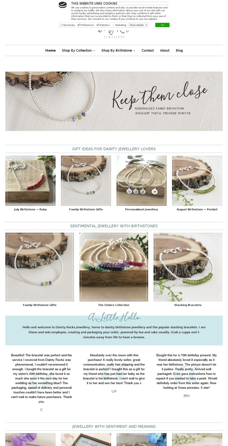 daintyrocks.com — Shopify storefront screenshot