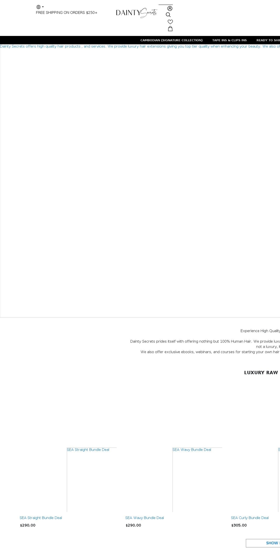 daintysecrets.com shopify website screenshot