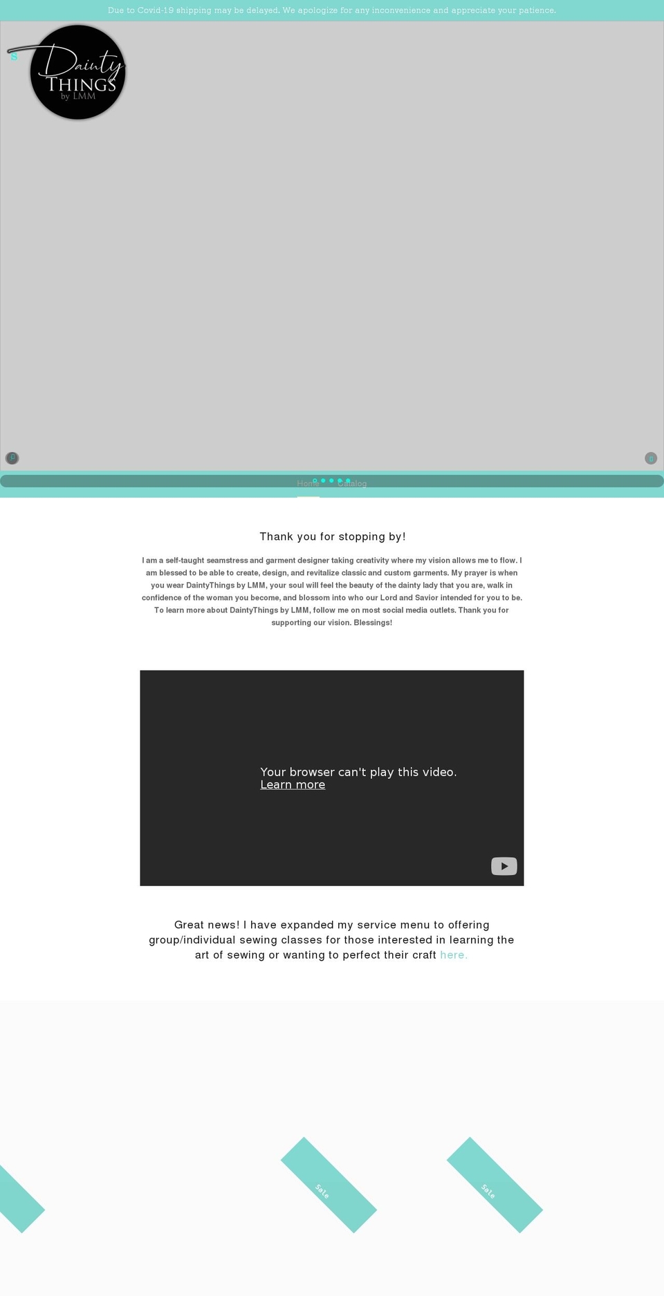 daintythingsbylmm.com shopify website screenshot