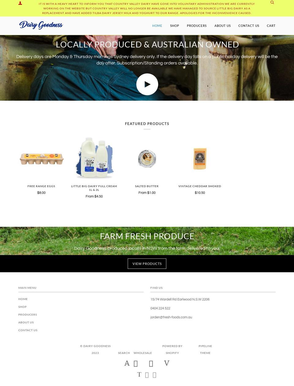dairygoodness.com.au shopify website screenshot