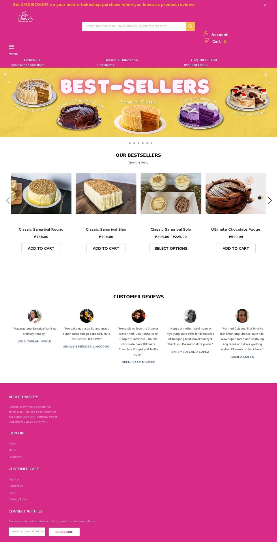 daiseesbakeshop.com shopify website screenshot