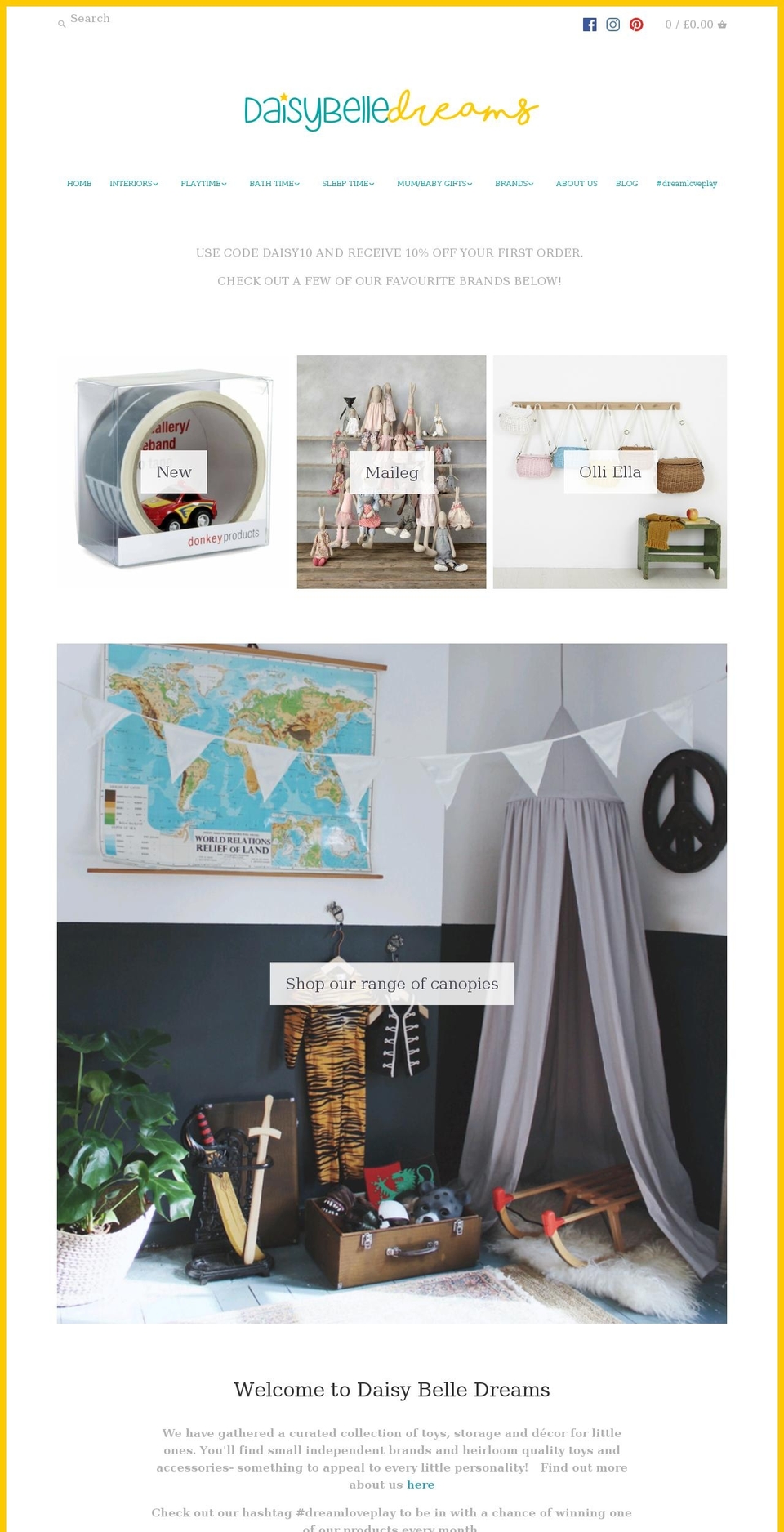 daisybelledreams.com — Shopify storefront screenshot