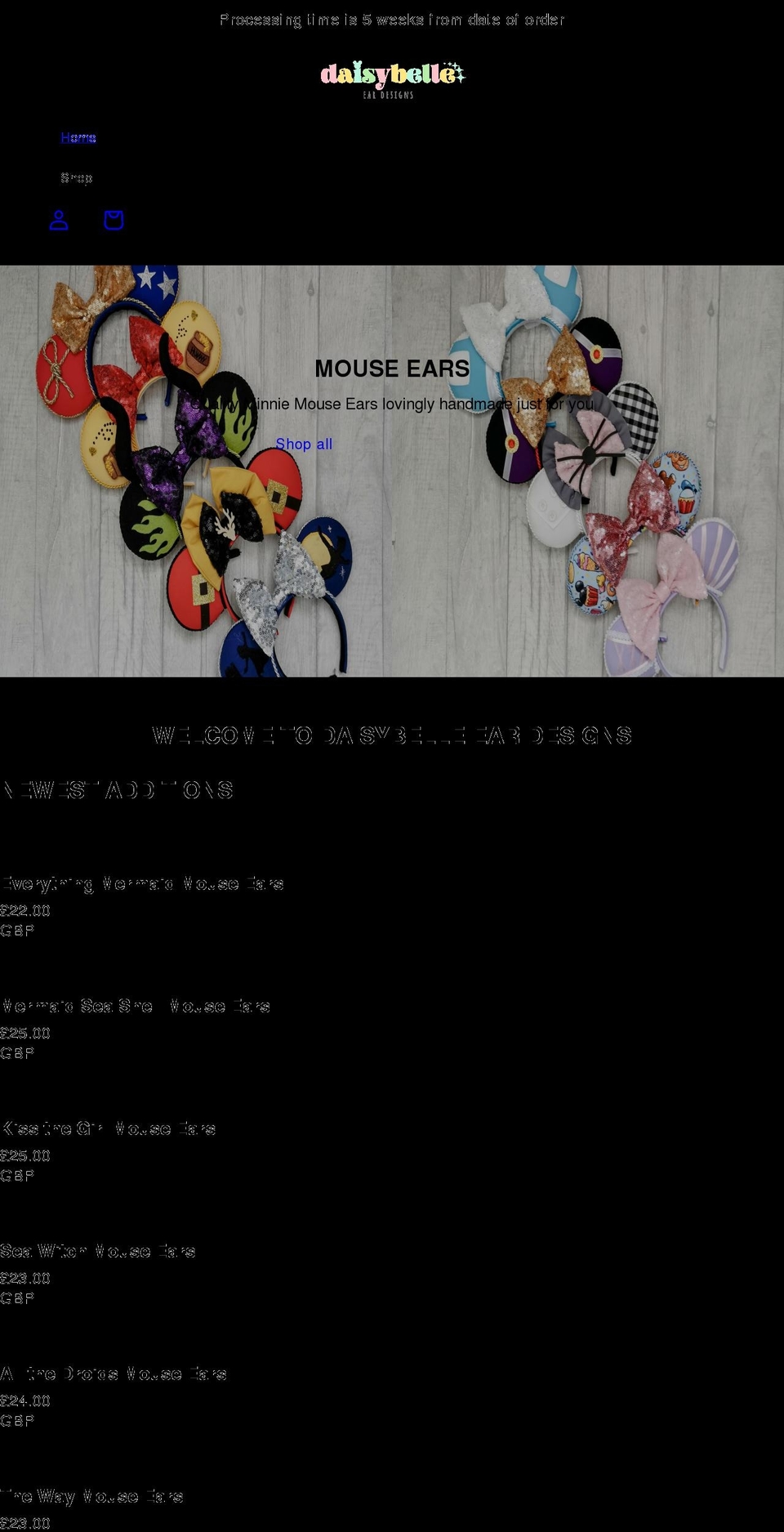 daisybelleears.co.uk shopify website screenshot