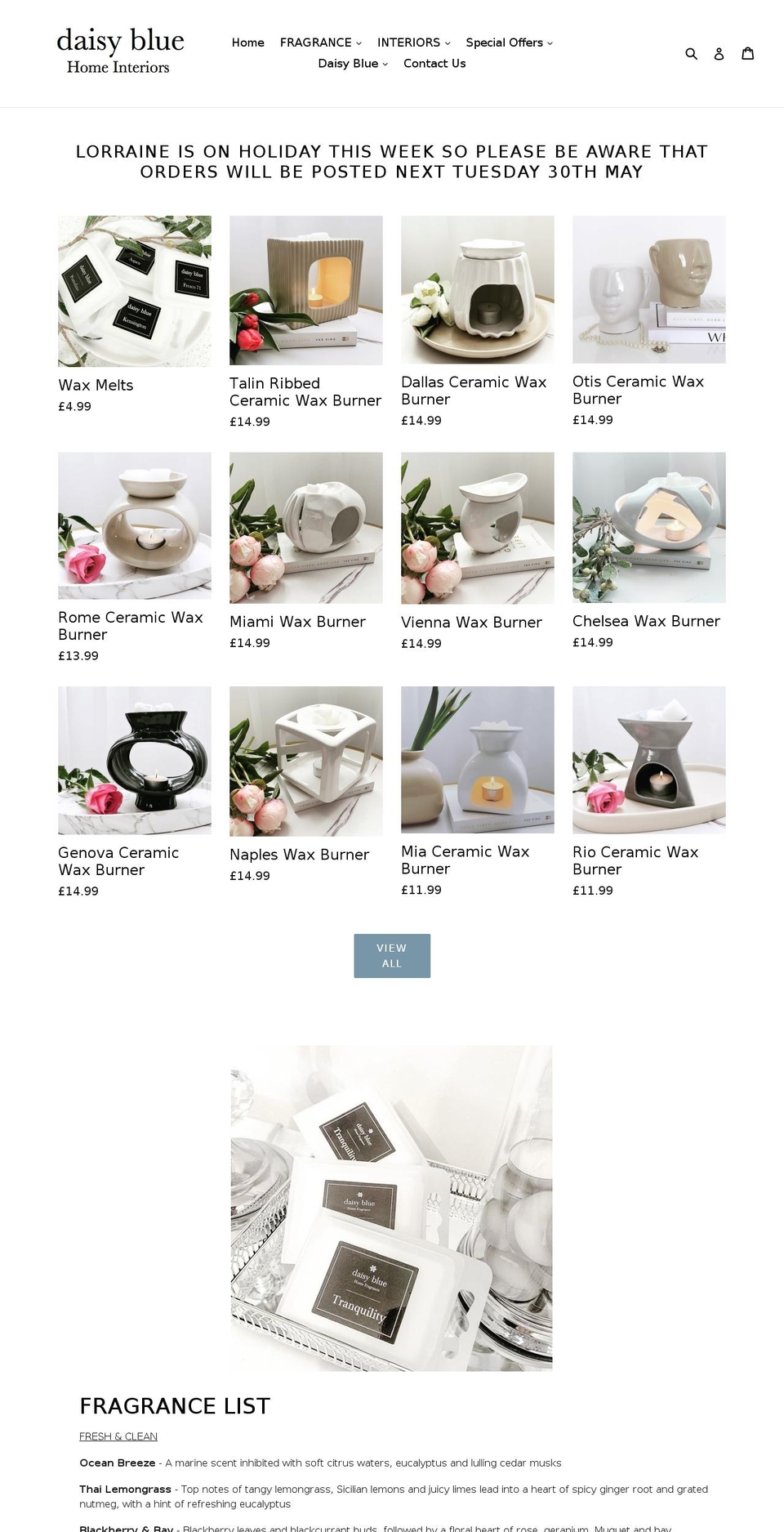 daisybluehome.com — Shopify storefront screenshot