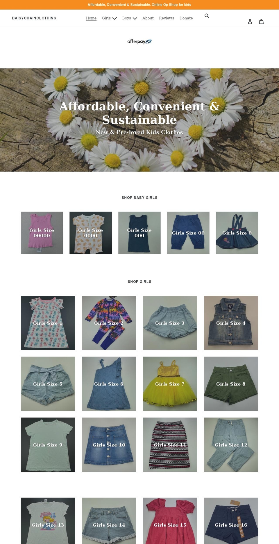 daisychainclothing.com.au shopify website screenshot