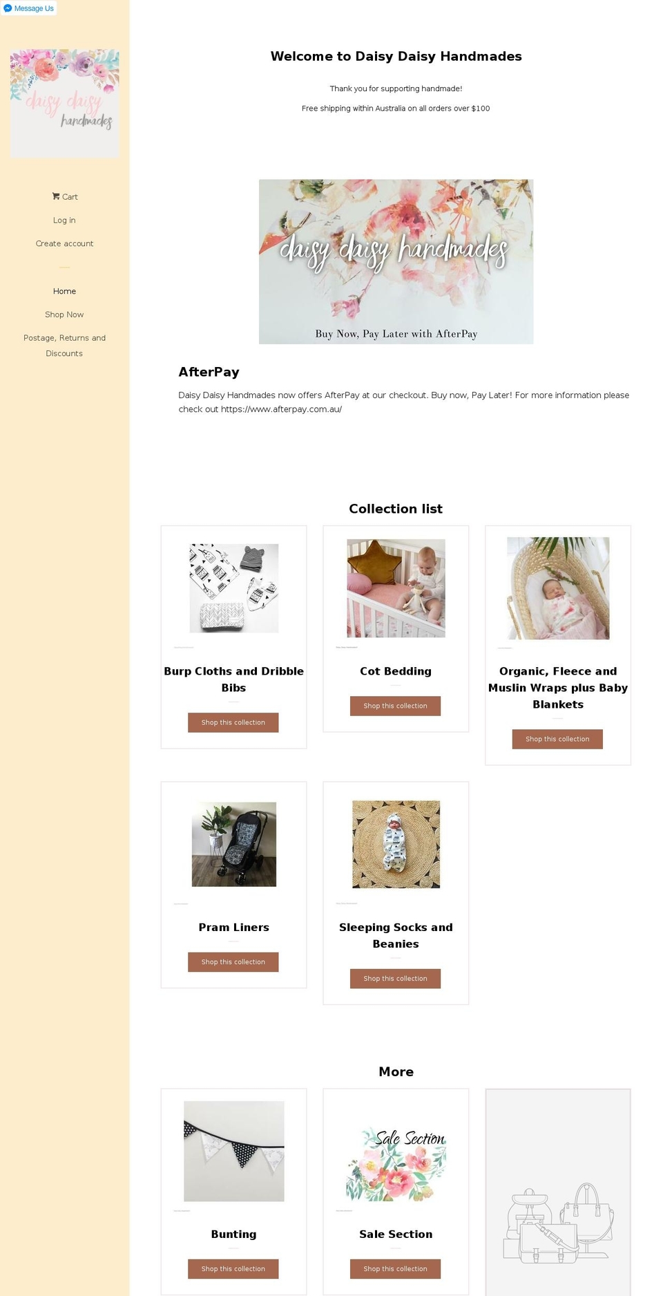 daisydaisyhandmades.com shopify website screenshot