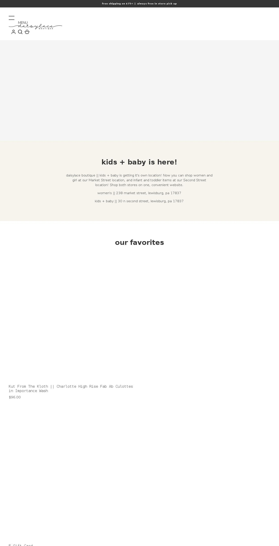 daisylaceboutique.com — Shopify storefront screenshot