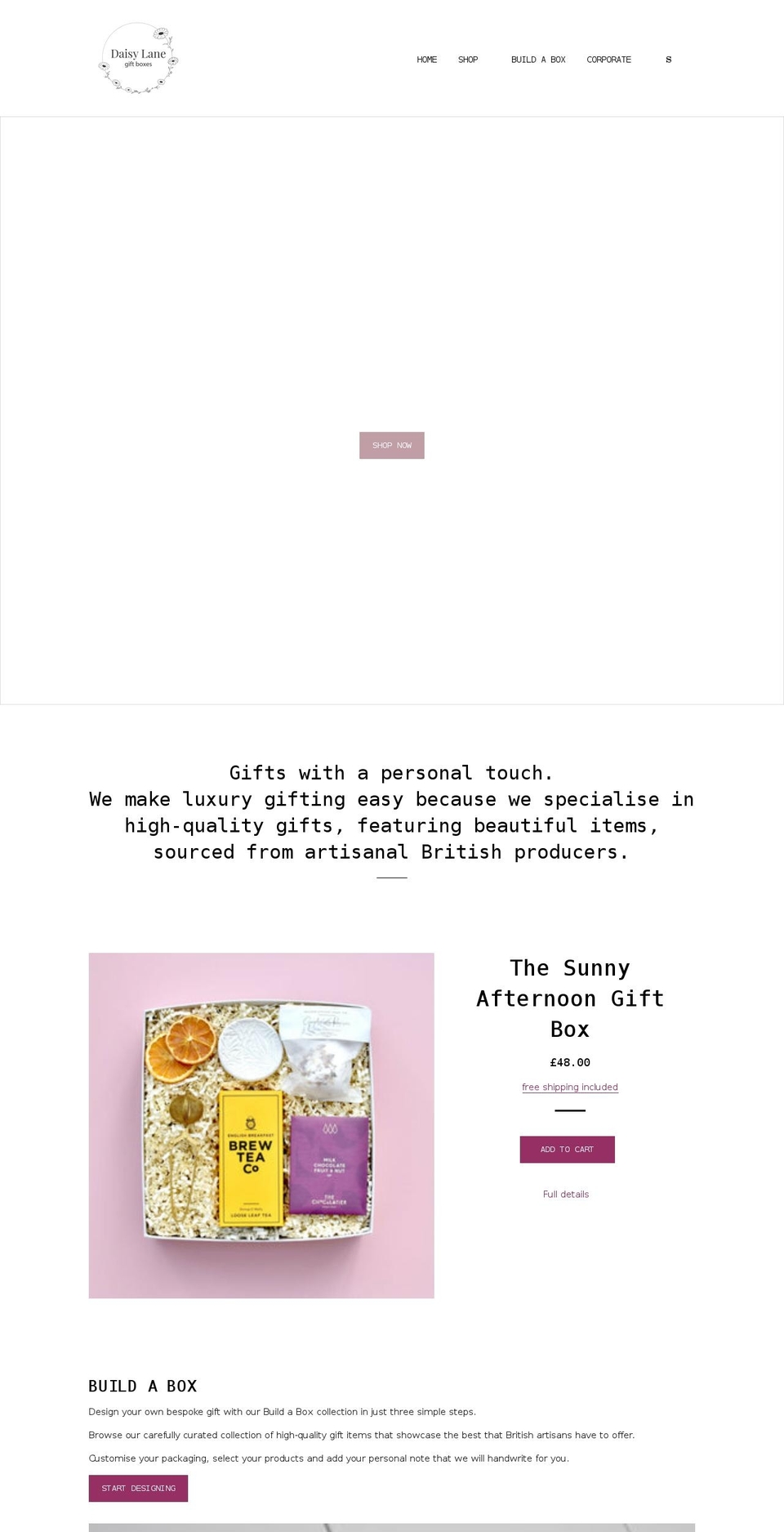 daisylanegiftboxes.co.uk shopify website screenshot