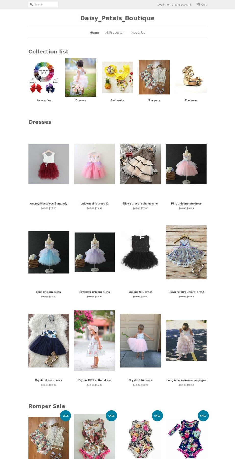 daisypetalsboutique.com — Shopify storefront screenshot