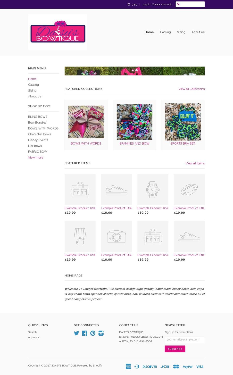 daisysbowtique.com shopify website screenshot