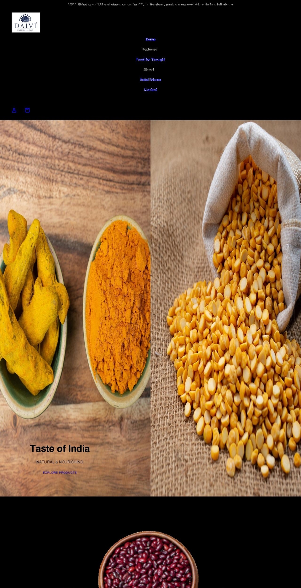 daivinaturalfood.com shopify website screenshot