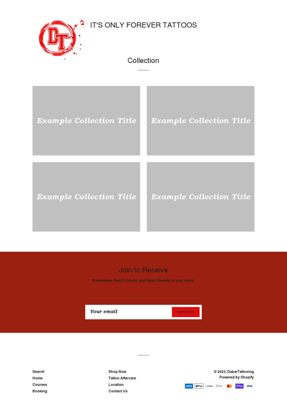 dakartattooing.com shopify website screenshot