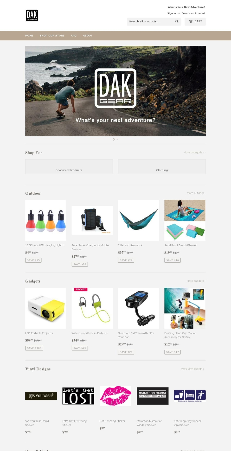 dakgear.com — Shopify storefront screenshot
