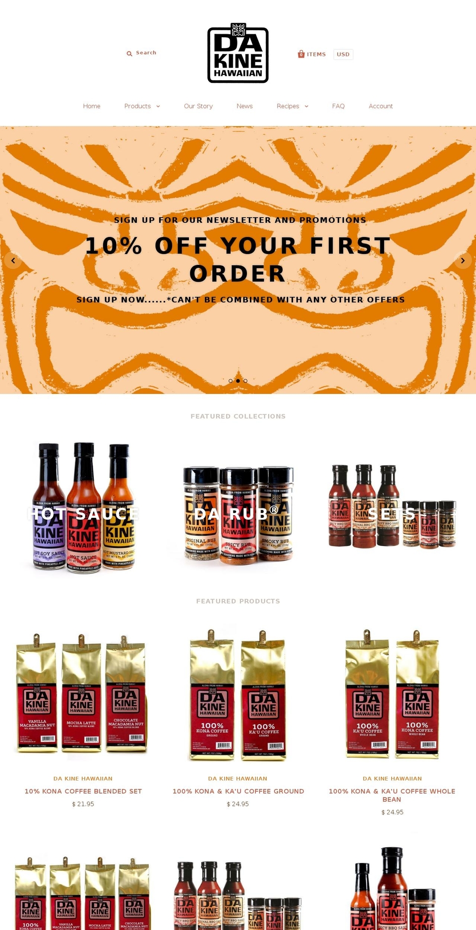 dakinehawaiian.net shopify website screenshot