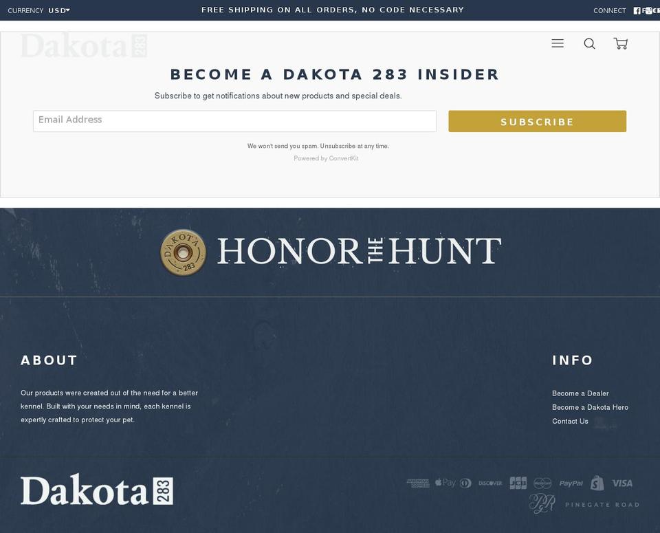 dakota283.com shopify website screenshot
