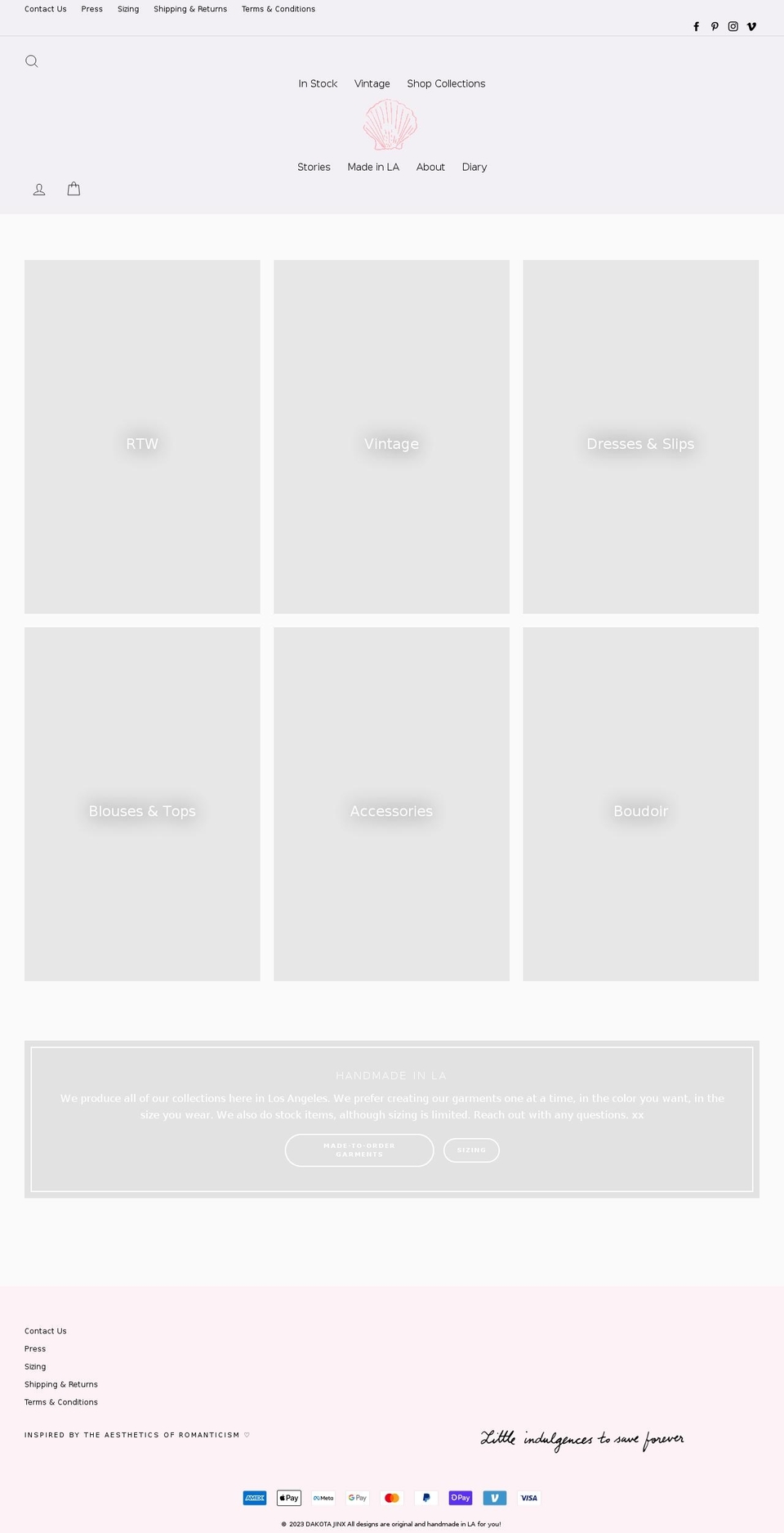dakotajinx.com shopify website screenshot