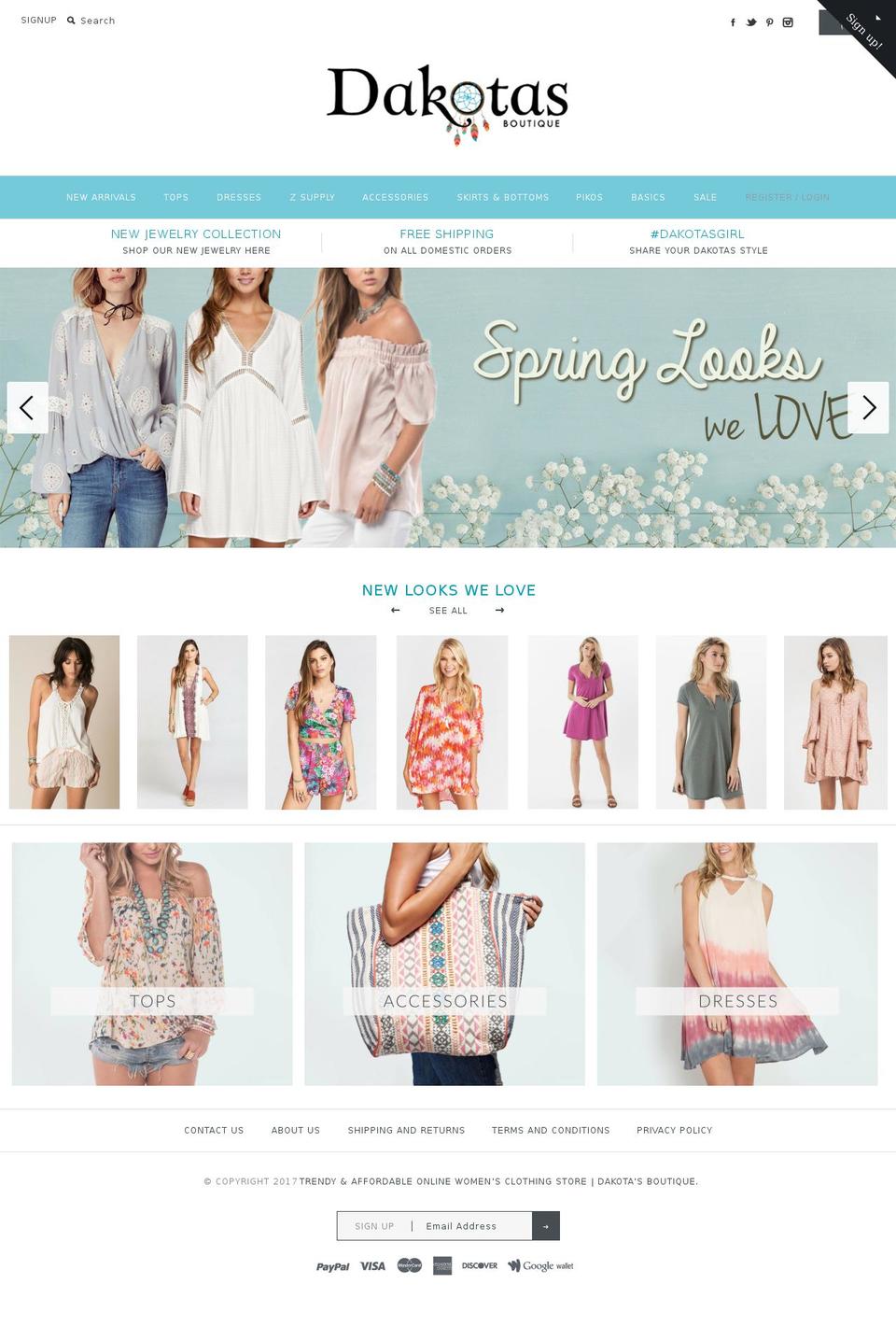 dakotasboutique.com shopify website screenshot