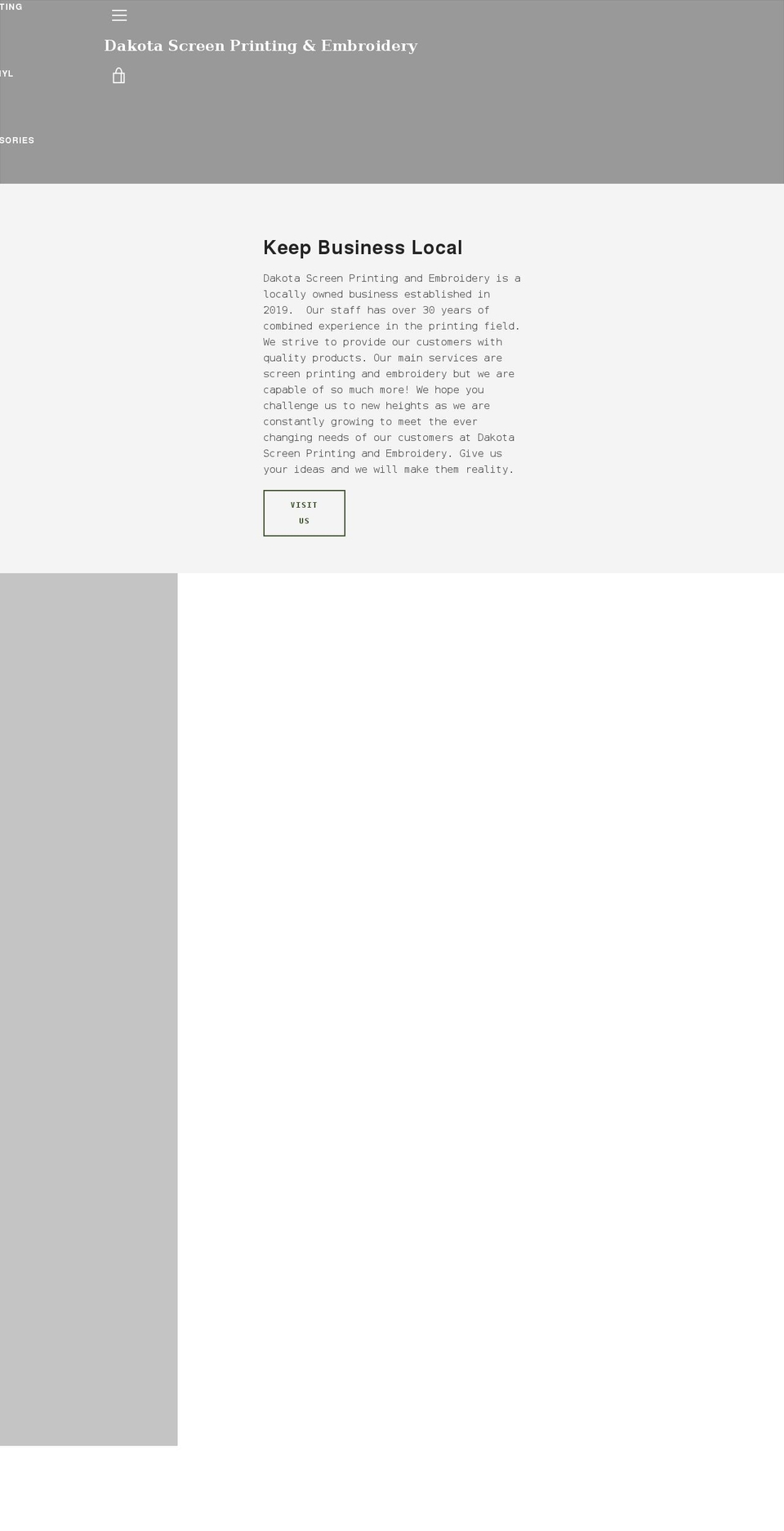 dakotascreenprint.com shopify website screenshot