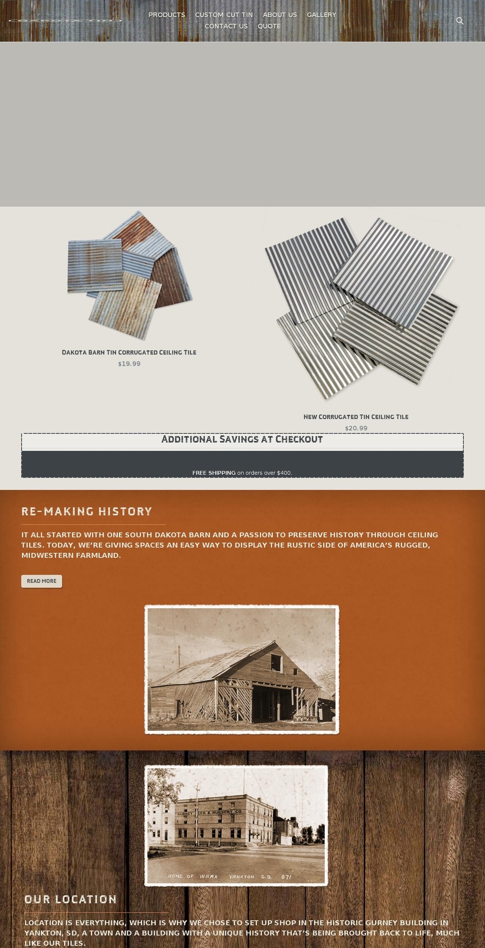dakotatin.com shopify website screenshot