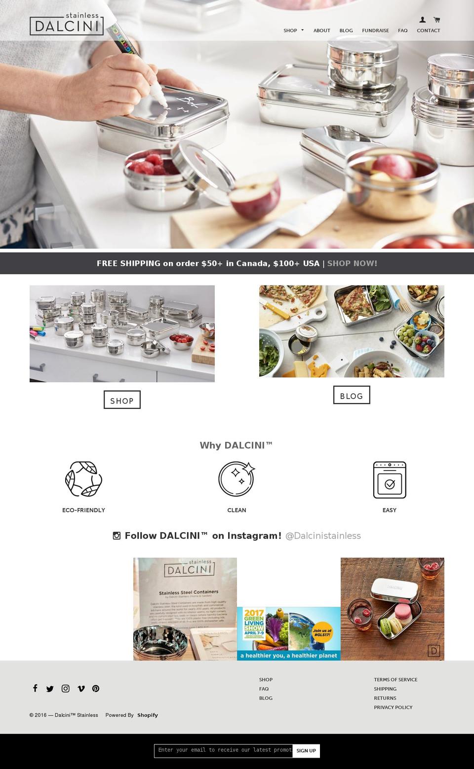 dalcinistainless.com shopify website screenshot