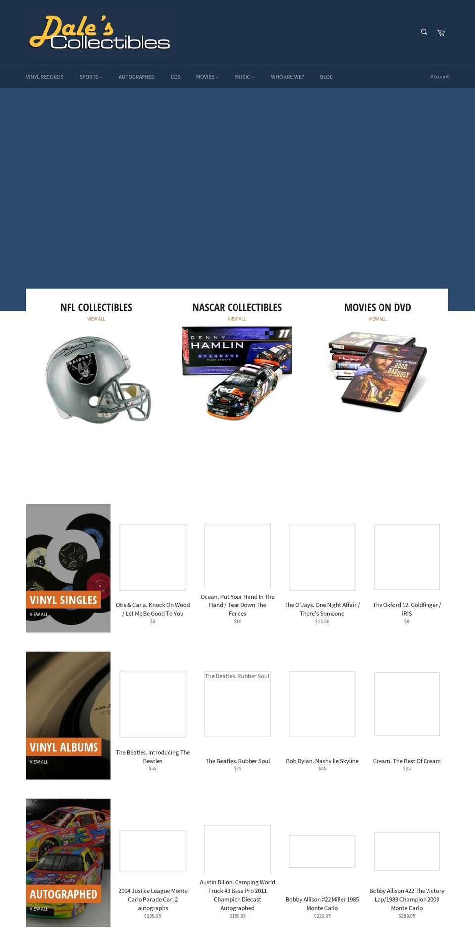 dalescollectables.com — Shopify storefront screenshot