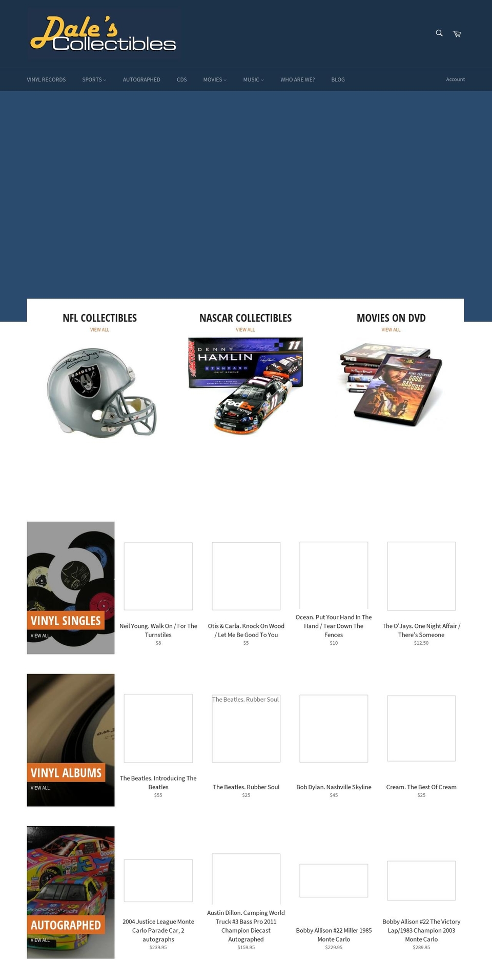 dalescollectibles.com shopify website screenshot