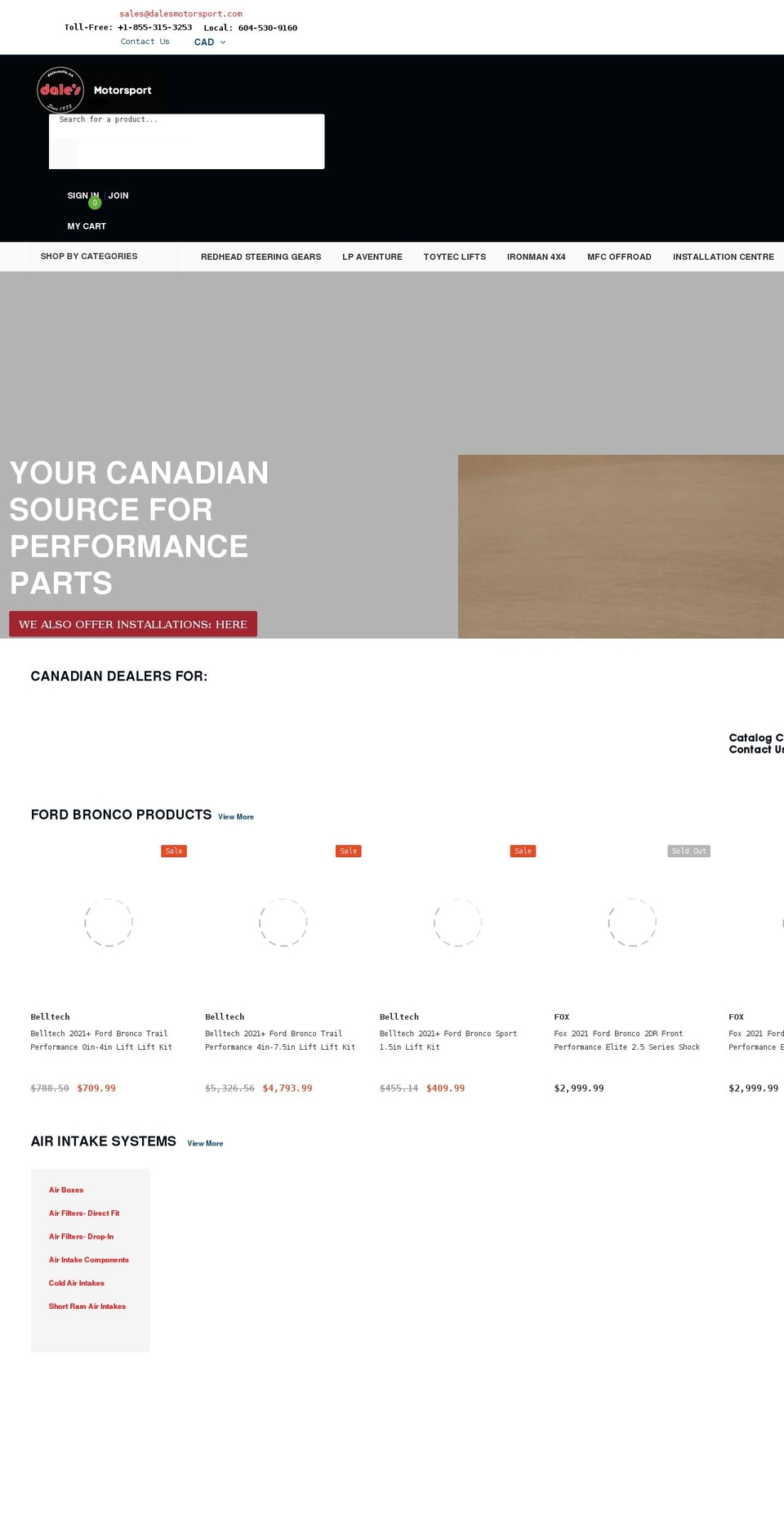 dalesmotorsports.com shopify website screenshot