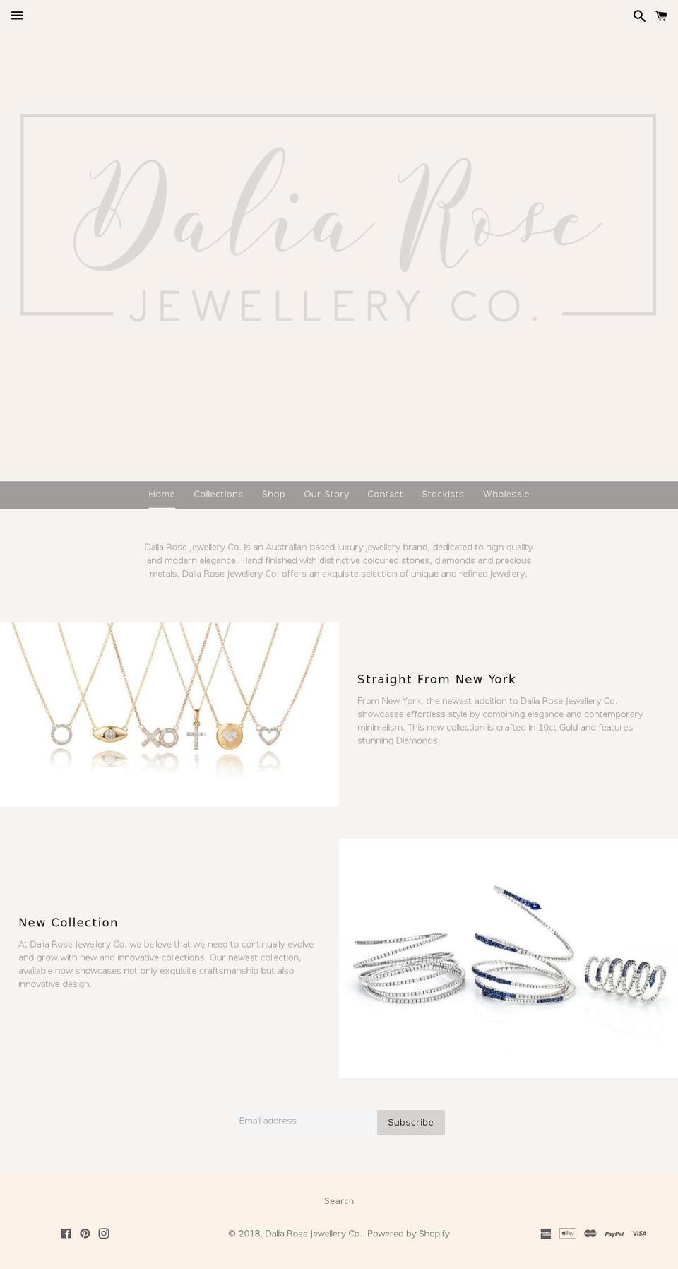 daliarosejewelleryco.com — Shopify storefront screenshot
