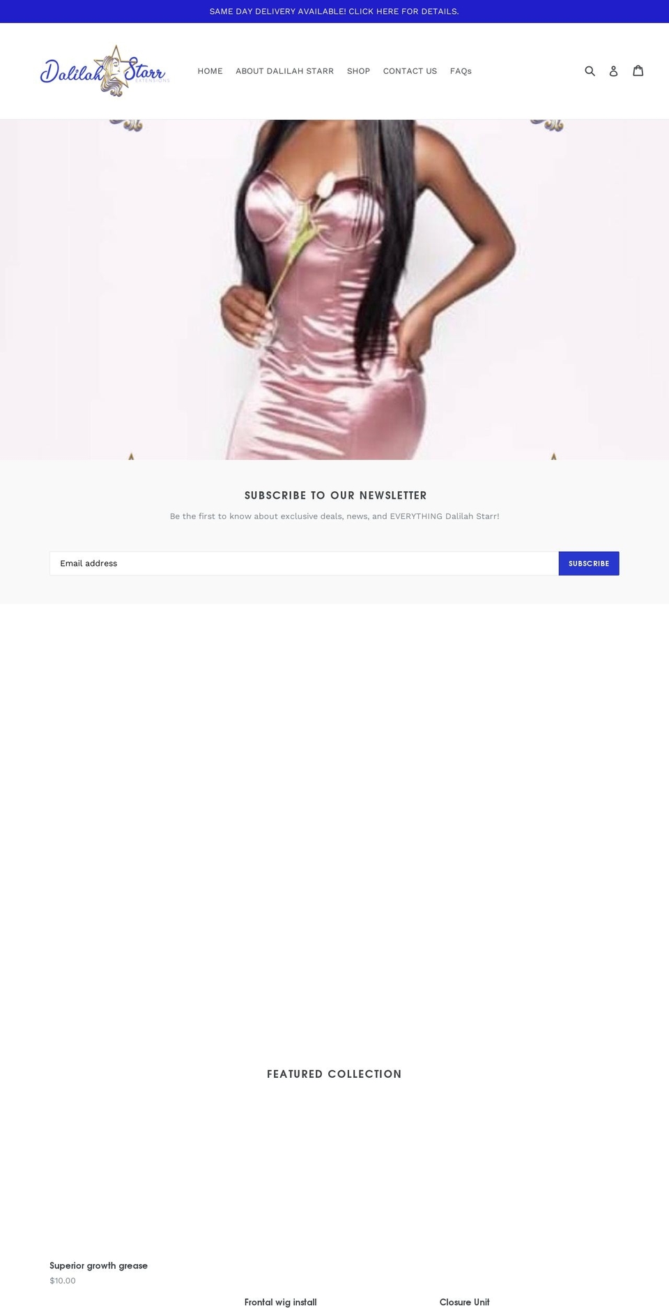 dalilahstarrextensions.com — Shopify storefront screenshot